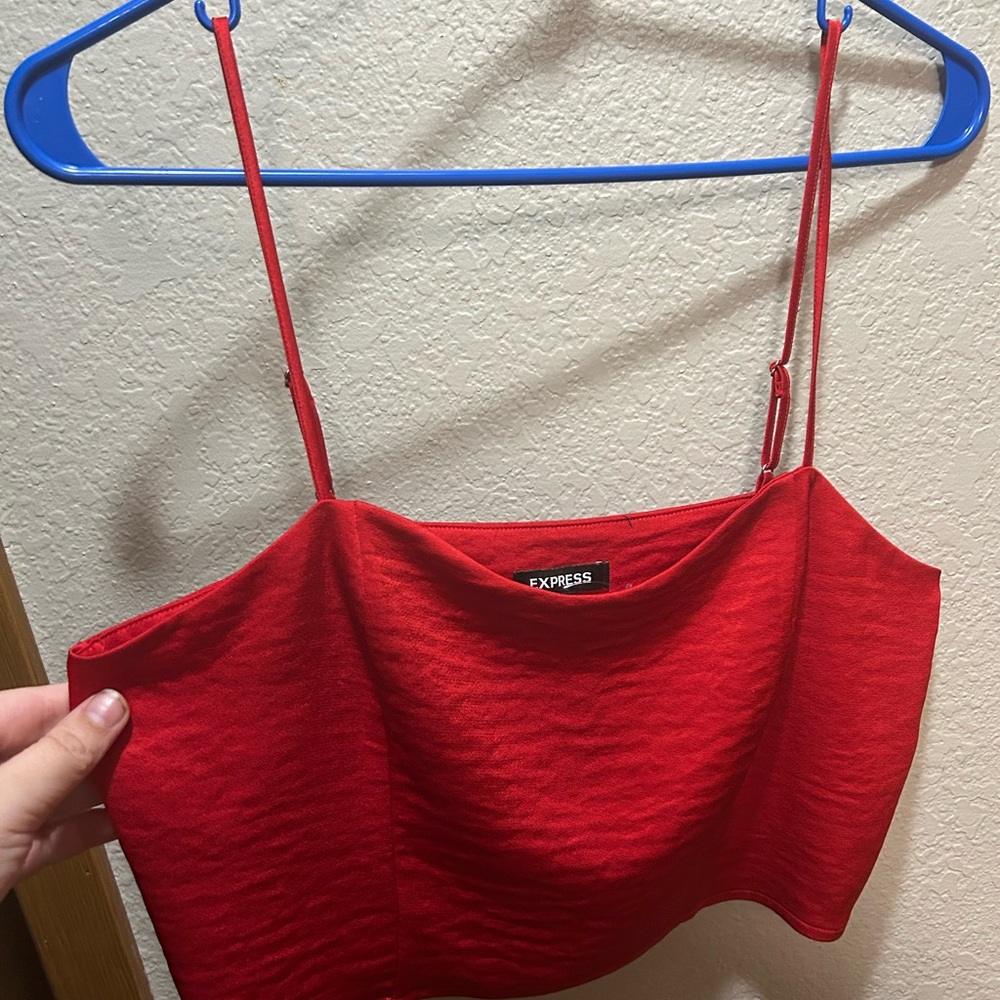 Express Red Cowl Neck Crop Top